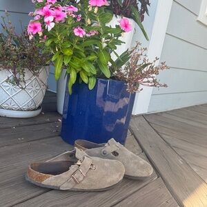 BIRKENSTOCK Boston SUEDE mules clogs TAUPE 40